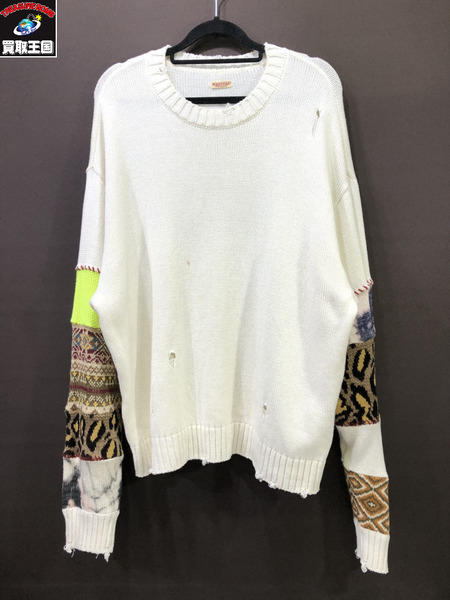 KAPITAL 5G Cotton Knit Hippie Sleeve Crew Sweater/HWT/S/白/キャピタル