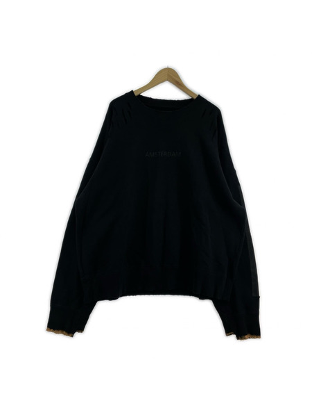 stein オーバーサイズリビルドダメージ加工スウェット L ブラック