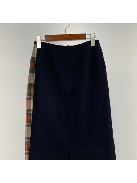 COMME des GARCONS ロングスカート チェック切リ替エシスカート M ネイビー