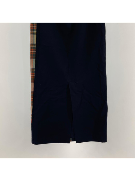 COMME des GARCONS ロングスカート チェック切リ替エシスカート M ネイビー