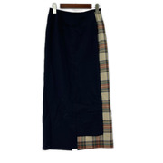 COMME des GARCONS ロングスカート チェック切リ替エシスカート M ネイビー