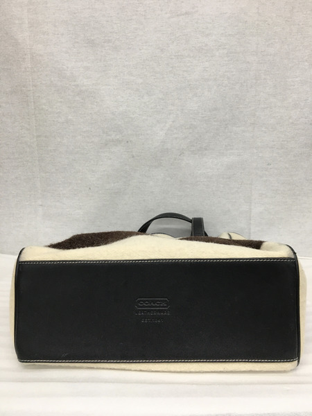COACH　トートバッグ レザー ウール バイカラー