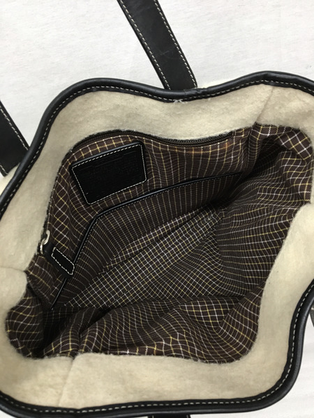 COACH　トートバッグ レザー ウール バイカラー