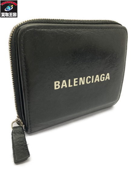 BALENCIAGA ラウンド財布 黒   小銭入れ破れ 