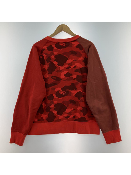 A BATHING APE COLOR CAMO COLLEGE CREWNECK RED