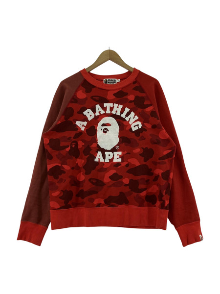 A BATHING APE COLOR CAMO COLLEGE CREWNECK RED