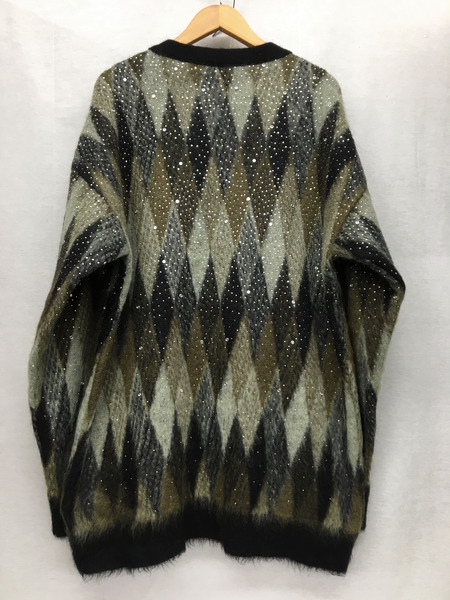 CELINE　メンズラグ衣料 ラインストーンモヘアブレンドカーディガン (XL)