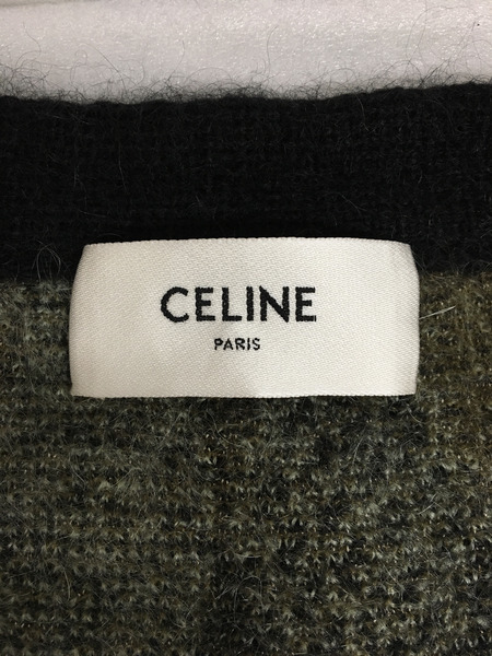 CELINE　メンズラグ衣料 ラインストーンモヘアブレンドカーディガン (XL)