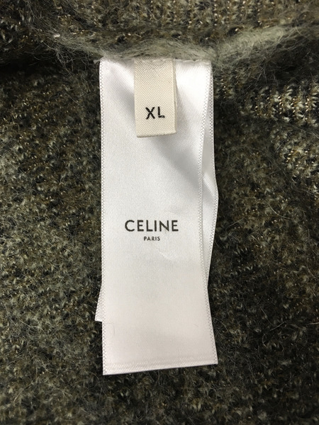 CELINE　メンズラグ衣料 ラインストーンモヘアブレンドカーディガン (XL)