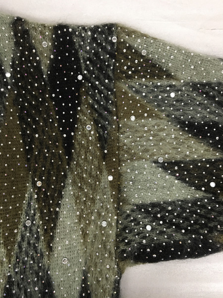 CELINE　メンズラグ衣料 ラインストーンモヘアブレンドカーディガン (XL)