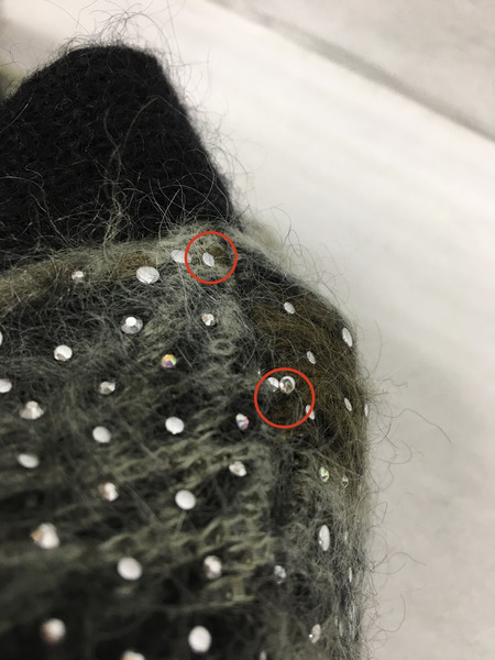 CELINE　メンズラグ衣料 ラインストーンモヘアブレンドカーディガン (XL)