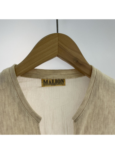 長袖Tシャツ・カットソー MALION シアー切リ替エトップス ベージュ
