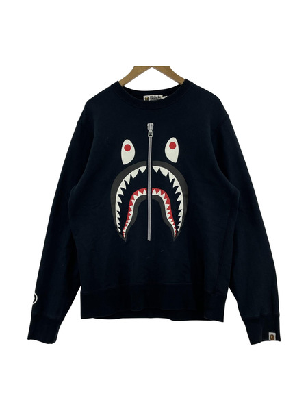 A BATHING APE/SHARK CREW NECK/BLK/XL