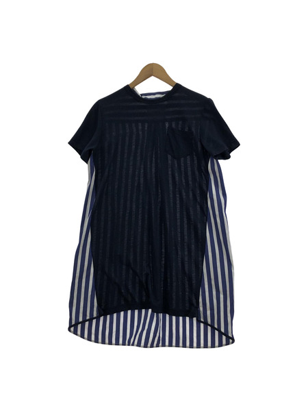 Sacai T-Dress w/Stripe Cotton 1 ネイビー[値下]