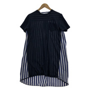 Sacai T-Dress w/Stripe Cotton 1 ネイビー
