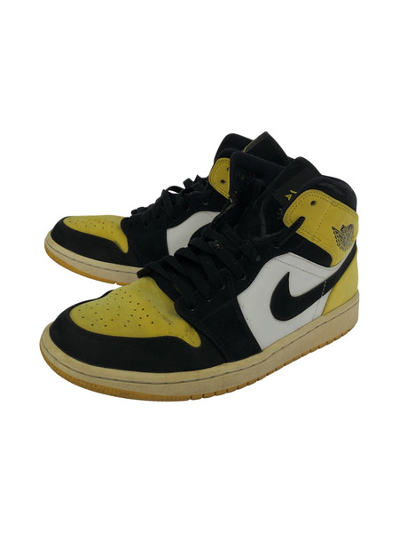 NIKE Air Jordan 1 Mid Yellow Toe Black 27cm 白/黒/黄