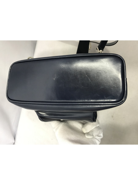 ショルダーバッグ ワンショルダー バンブー エナメル ネイビー