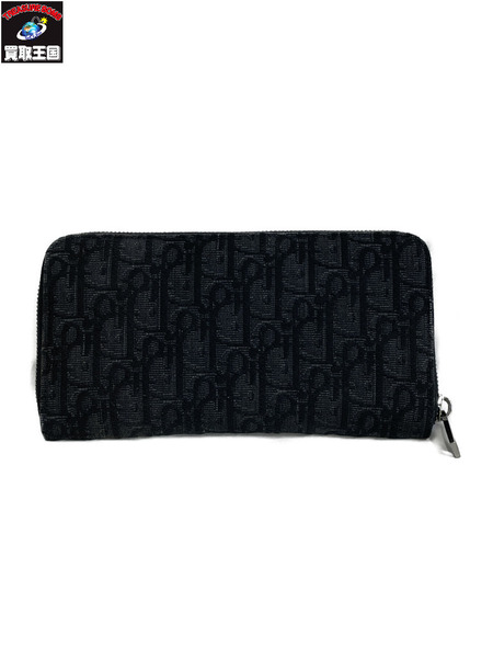 長財布 Dior/オブリーク/ブラック/ラウンドジップ