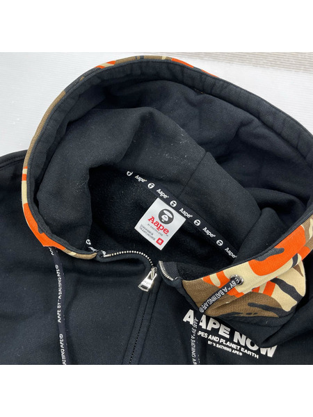 AAPE NOW パーカー（ジップアップ） カモ柄 フーディ オレンジ