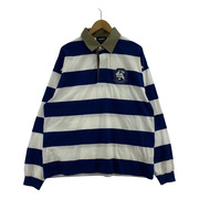 XLARGE 長袖Tシャツ・カットソー 23SS EMBLEM STRIPED RUGBY SHIRT 青 (L)