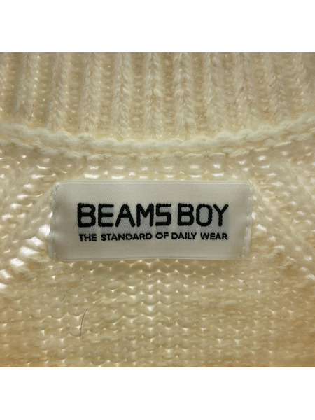 BEAMS BOY カーディガン エルボーパッチカーディガン クリーム