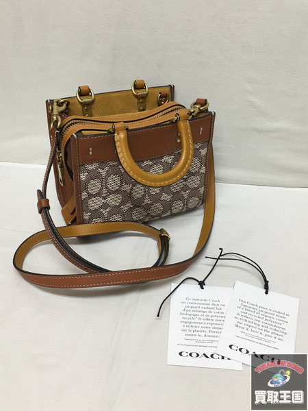 COACH ショルダーバッグ 2way シグネチャー アヒル ブラウン