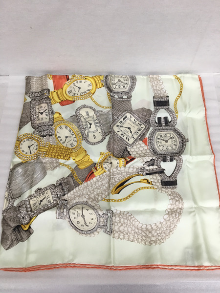 小物 CARTIER must de Cartier カルティエ 大判スカーフ 時計柄