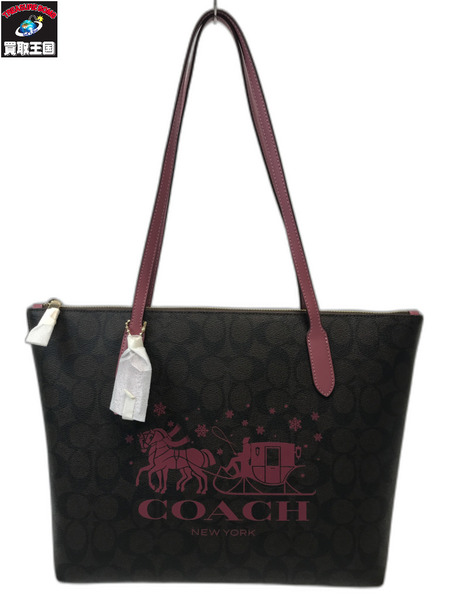 COACH コーチ CN626 トートバック ジップ トップ トート・シグネチャー キャンバス・ホース アンド スレイ