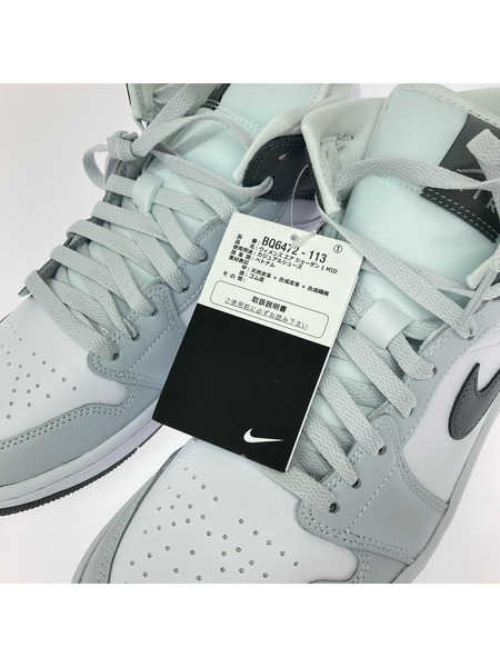 NIKE スニーカー Air Jordan 1 Mid White Smoke Grey 27.5cm