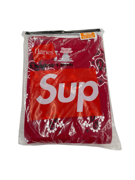 Supreme HANES BANDANA TAGLESS TEES 2 PACKS 赤 (M)