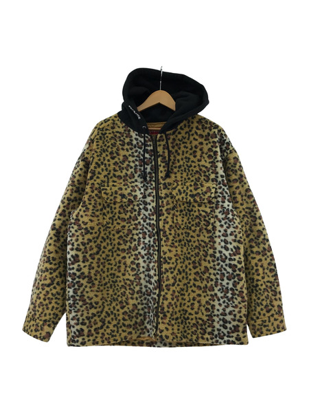 Supreme 23AW Fleece Zip Up Hooded Shirt Leopard L ブラウン系