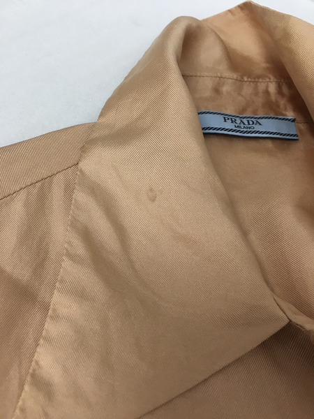 PRADA シルク100％/オープンカラーシャツ 38 ピンクオレンジ[値下]