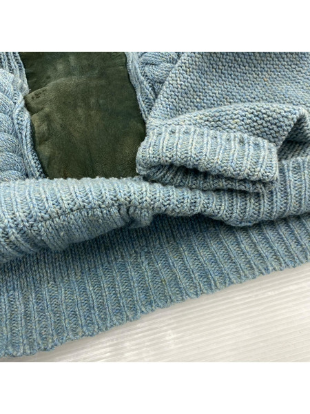 OLD・VINTAGE ニット・セーター 60s/ケーブルニット/レザー切リ替エ