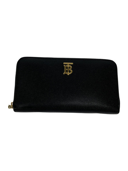 BURBERRY Black Monogram Plaque Zip-around Wallet[値下]