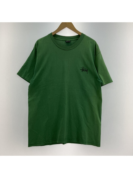 80s-90s OLD STUSSY USA製 黒タグ バックプリント Tシャツ(L) グリーン