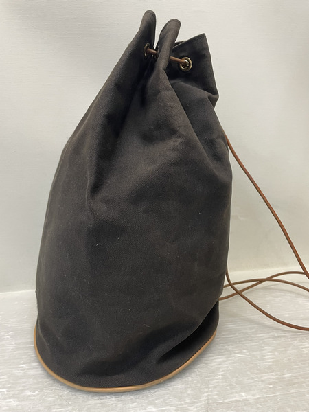 HERMES 巾着 キャンバスショルダーバッグ ブラウン [値下]