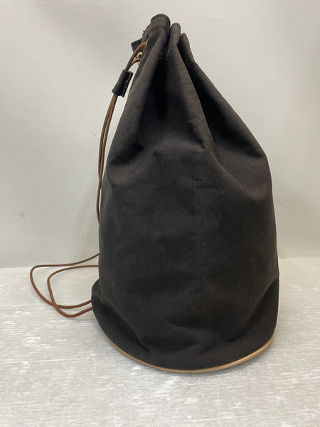 HERMES 巾着 キャンバスショルダーバッグ ブラウン [値下]