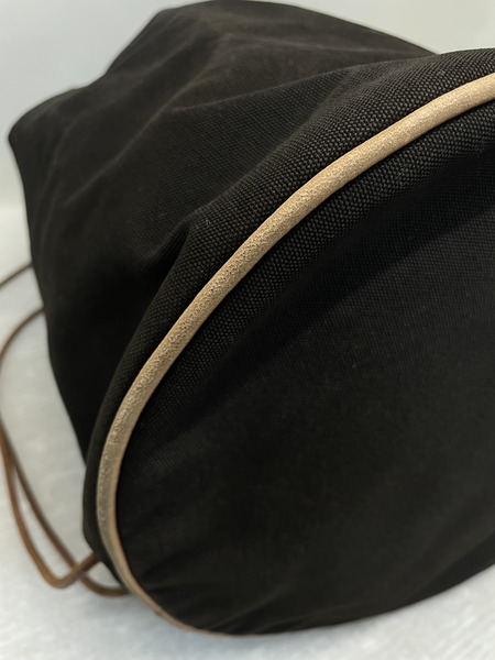 HERMES 巾着 キャンバスショルダーバッグ ブラウン [値下]