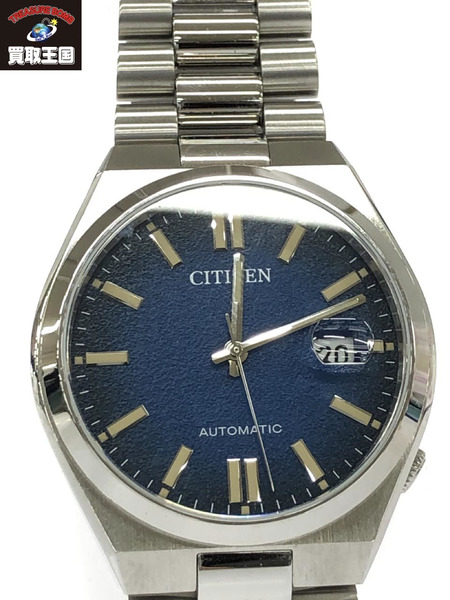 美品 CITIZEN 自動巻き 文字盤ネイビー 裏スケ 8200-S104416 - 腕時計