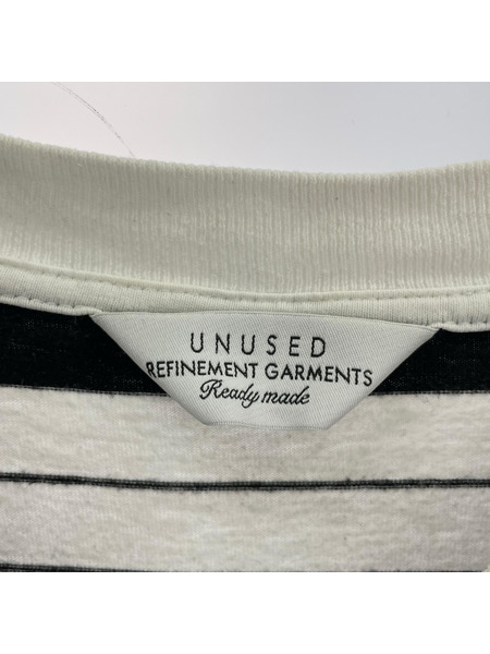 UNUSED 長袖Tシャツ・カットソー Long Sleeve Border Tshirt 2 ホワイト