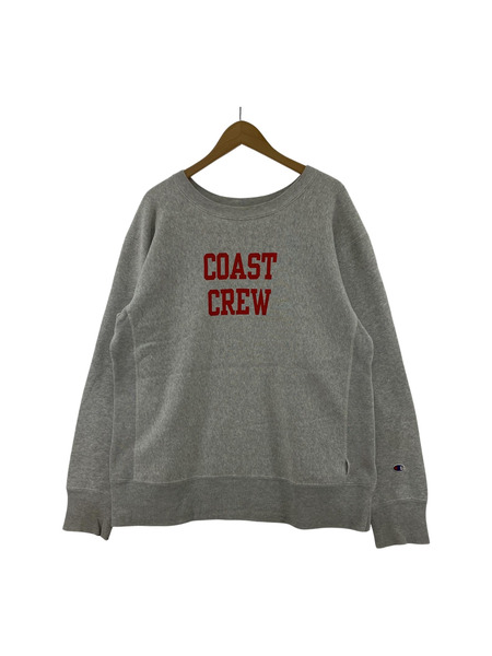 Champion 青単色タグ復刻 COAST CREW リバースウィーブ スウェット(XL) グレー[値下]