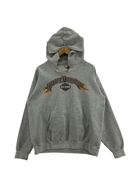 00s harley davidson sweat hoodie グレー M