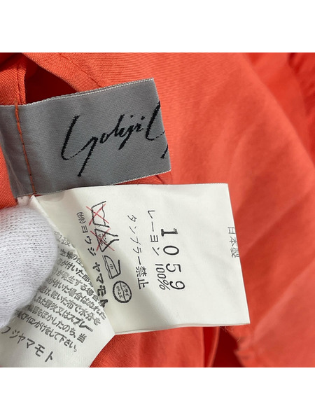 80s~ Yohji Yamamoto 初期タグ レーヨンノースリーブワンピース M オレンジ 1059