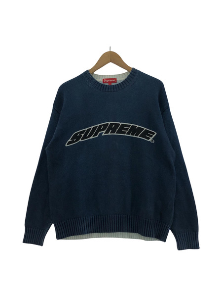 Supreme 23SS Printed Wasshed Sweater S ネイビー