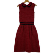 Rene ノースリーブワンピース ニットツイード/赤