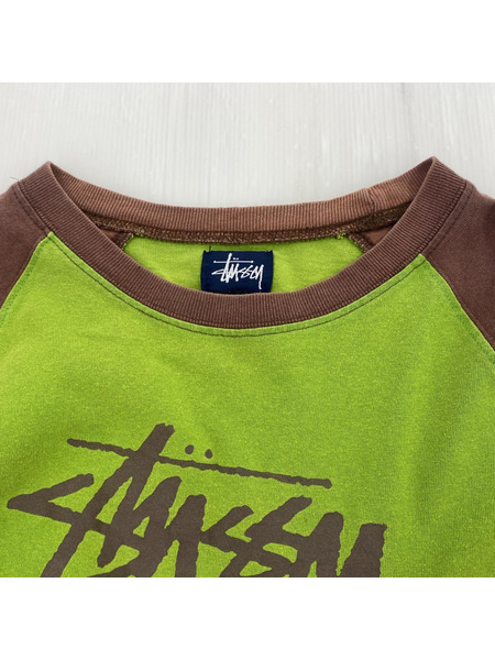 STUSSY LIVIN' 90s ラグラン TEE ブラウン×グリーン (XL)