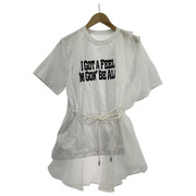 Sacai シフォン切替  レイヤード Tシャツ ホワイト SIZE 2 23-06635