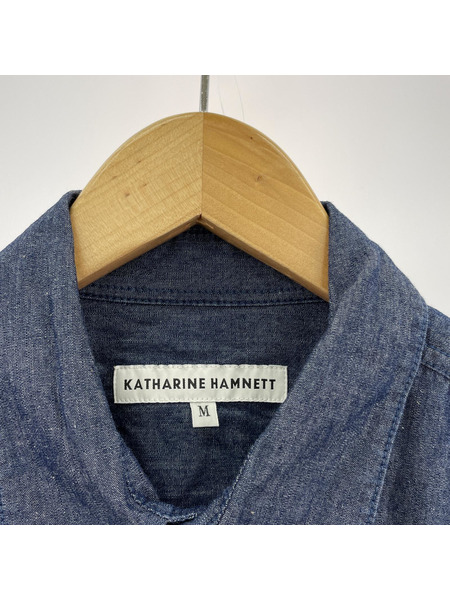 KATHARINE HAMNETT DENIM MULTI POCKET LSシャツ M インディゴ