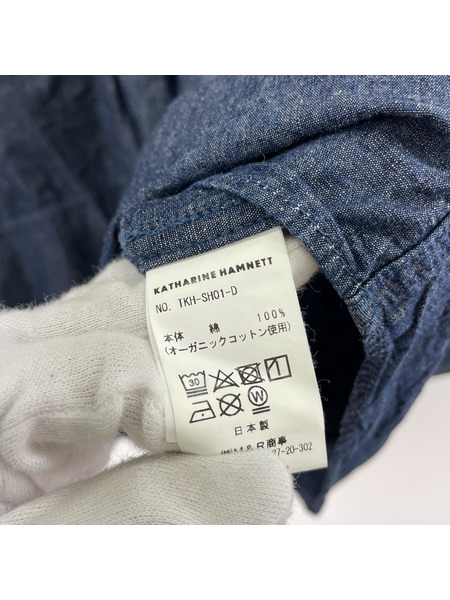 KATHARINE HAMNETT DENIM MULTI POCKET LSシャツ M インディゴ