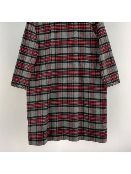 umii908(45R) 長袖ワンピース チェック フランネル、グレー